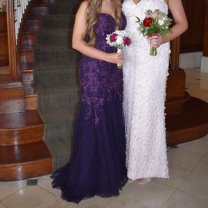 ELLIE WILDE PURPLE LONG FITTED PROM DRESS